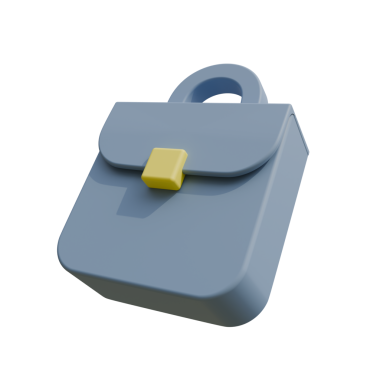 İzole edilmiş 3 boyutlu altın bir evrak çantası.