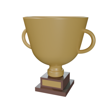 Beyaz arkaplanda 3 boyutlu bir kupa görüntüsü.