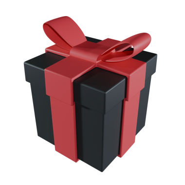 Siyah yaylı kırmızı hediye. Beyaz arka planda izole edilmiş. 3d illüstrasyon