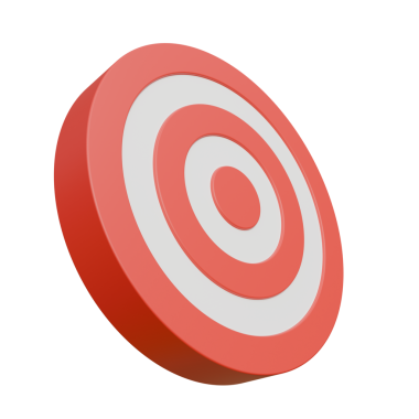 Kırmızı oklu hedef. 3 boyutlu illüstrasyon beyaz üzerine izole edildi.