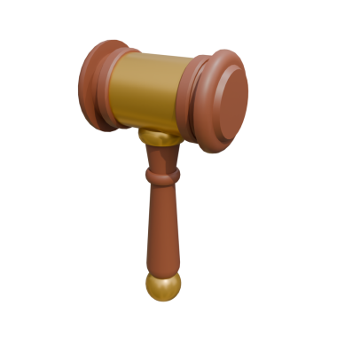 Yargıç Tokmak beyaz arka planda. 3d oluşturma