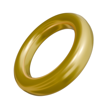 3 d illustration of golden rings on a white background