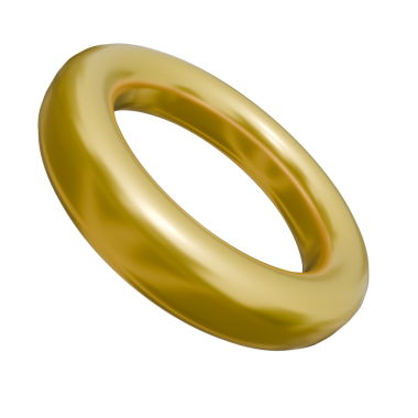 3 d golden ring isolated on black