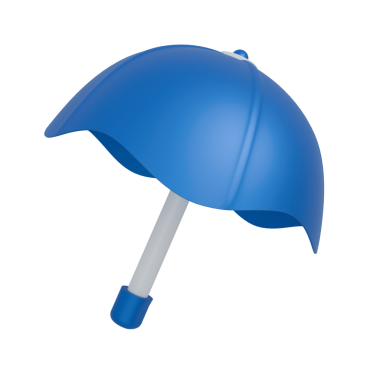 blue umbrella isolated on white background. 3 d render