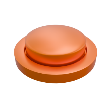 kırmızı balmumu mühürlü turuncu yuvarlak tuş beyaz arkaplanda izole.