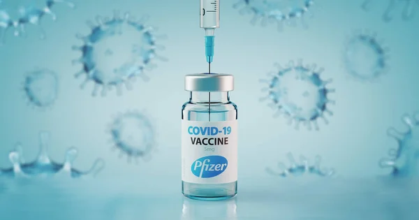 Sofia Bulgarije November 2020 Pfizer Covid Coronavirus Vaccine Spuit Conceptueel — Stockfoto