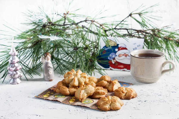 Festive Baked Goods Christmas Pastries New Year Pastries Biscuit Tea — Stock Photo, Image