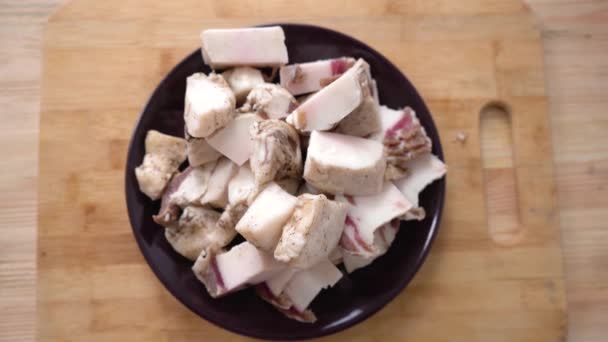Lumps of salted lard top view — Stock Footage Lumps Salted Lard Top View Stock Video