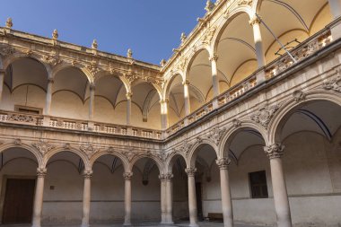 Orihuela, İspanya - 16 Kasım 2019: İspanya 'nın Kosta Blanca kentindeki Orihuela kasabasındaki Kutsal Slavador Katedrali Manastırı