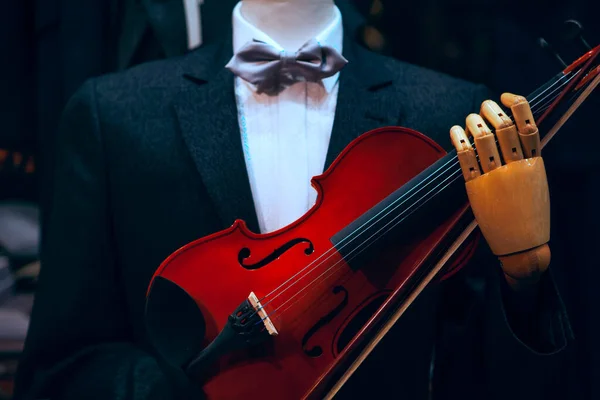 Robot Tailcoat Violin Artificial Intelligence Classical Music — Stock Photo, Image