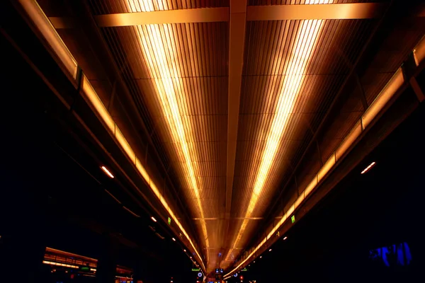 Takbelysning Inne Tågstationen Lloydsapotek Malmö Centralstation — Stockfoto