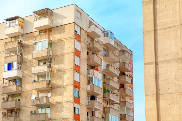 Bâtiment Modernisme Soviétique Maison Résidentielle Avec Balcon — Photo