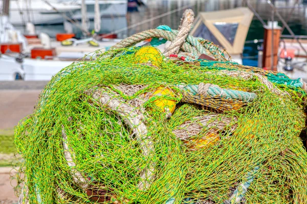 Narzędzia Przemysłu Rybnego Stos Sieci Rybackich Lin — Zdjęcie stockowe