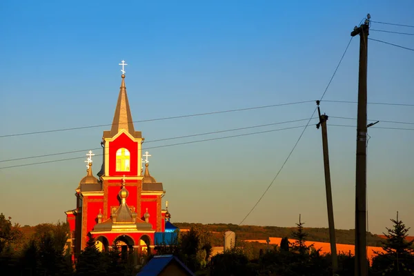 摩尔多瓦的东正教修道院Zloti 暮色中的教堂 — 图库照片
