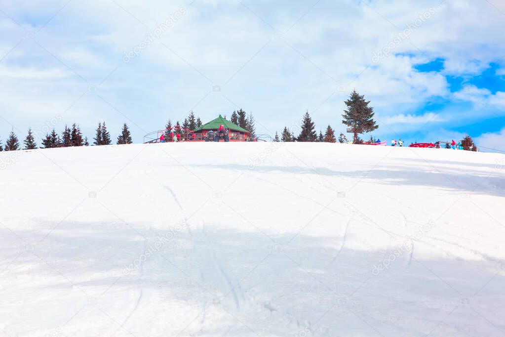 Ski resort on the snowy hill