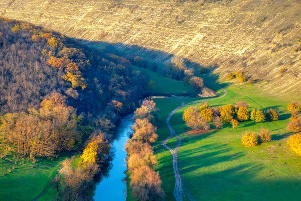 Vale Fantástico Com Rio Vista Aérea Paisagem Natural — Fotografia de Stock