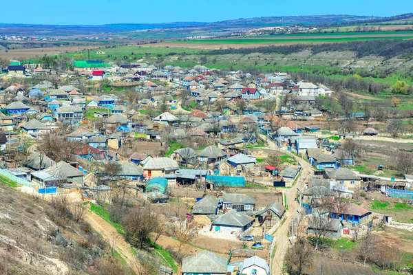 Rustik Bosättning Moldavien Flygfoto Över Byn — Stockfoto