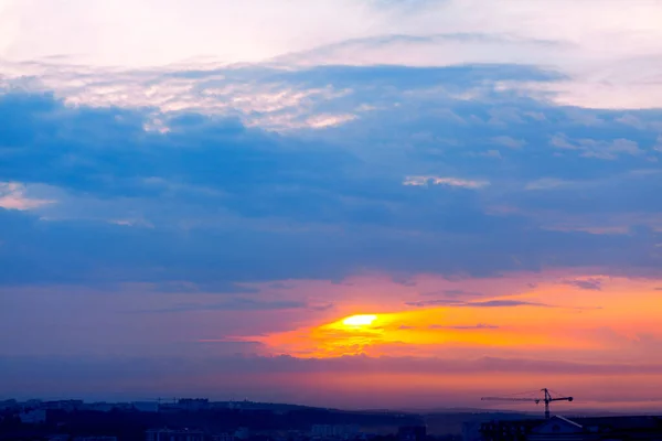 Міський Пейзаж Сутінках Захід Сонця Над Містом — стокове фото
