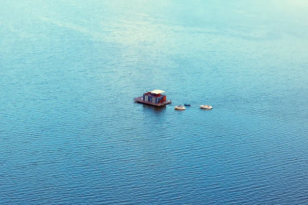 Urlaub Auf Dem Hausboot Schwimmendes Gemütliches Haus Segelvilla Mit Booten — Stockfoto