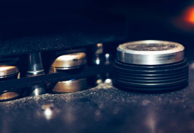 Yayın için klasik teyp magnetofonunun detayları. Klasik Kayıt Stüdyosu için Profesyonel Manyetik Teyp