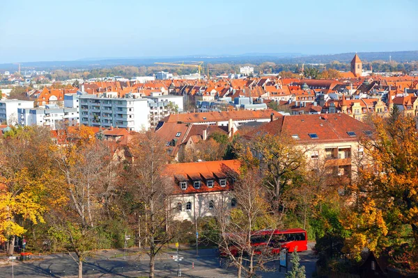 Panorama Del Distrito Residencial Nuremberg Casas Ciudad Techos Áticos Riled — Foto de Stock