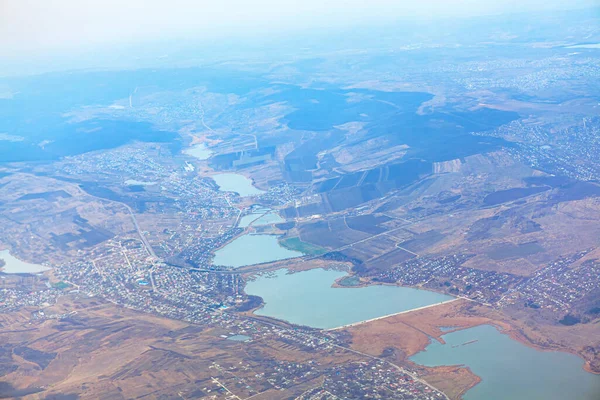 Vue Aérienne Lac Danceni Moldavie Vue Haut Des Lacs Rangée — Photo