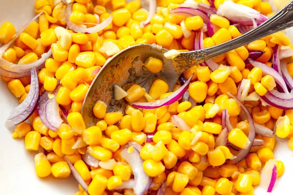 Corn Onion Salad Healthy Summer Eating — 스톡 사진