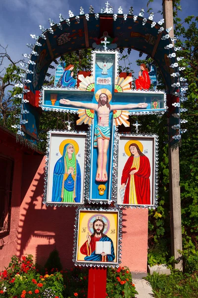 Kruis Met Het Gezicht Van Heiligen Symbool Van Het Christendom — Stockfoto