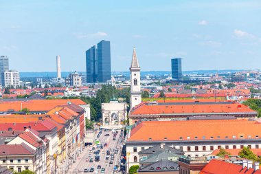 Munich cityscape , streets and architecture . Siegestor Triumphal arch in Munich