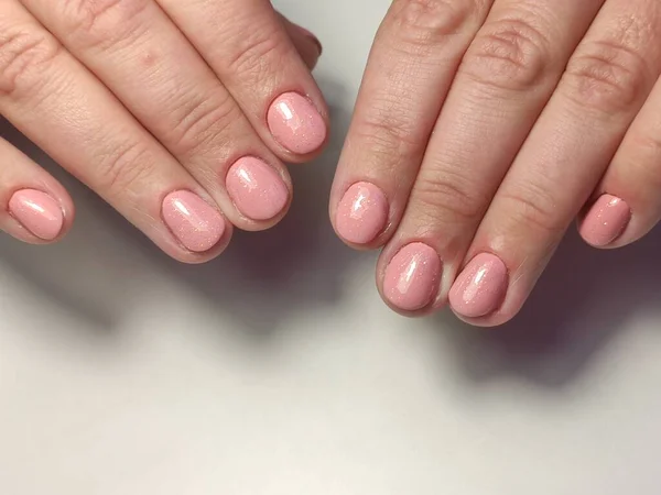 Mooie Manicure Van Nagels Achtergrond Van Een Modieuze Textuur — Stockfoto