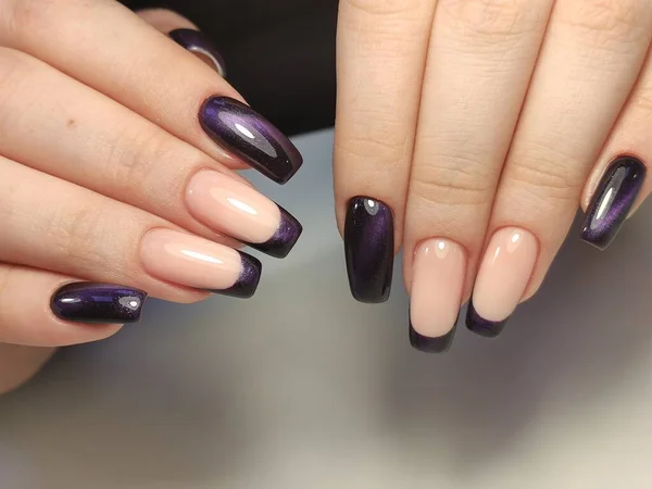 Mooie Manicure Van Nagels Achtergrond Van Een Modieuze Textuur — Stockfoto