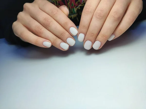 Stylowy Design Manicure Długich Pięknych Paznokciach — Zdjęcie stockowe