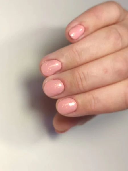 Mooie Manicure Van Nagels Achtergrond Van Een Modieuze Textuur — Stockfoto