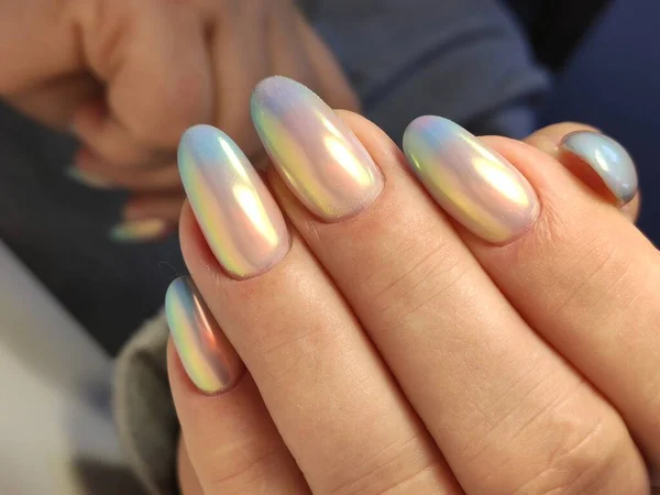 Esmalte Uñas Manicura Artística Esmalte Uñas Colores Manos Belleza Clavos —  Fotos de Stock