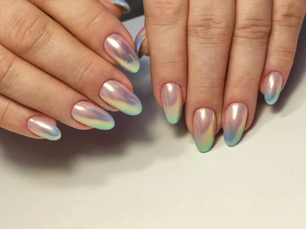 Mooie Manicure Van Nagels Achtergrond Van Een Modieuze Textuur — Stockfoto