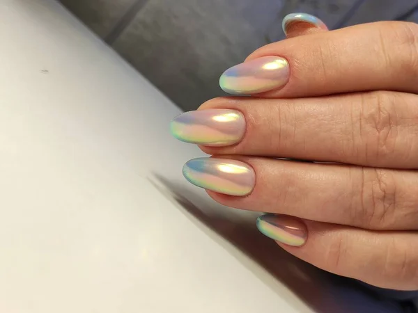 Piękny Manicure Paznokci Tle Modnej Konsystencji — Zdjęcie stockowe