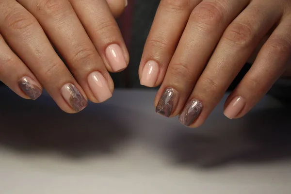 Moda Manicure Paznokci Pięknym Tle Tekstury — Zdjęcie stockowe