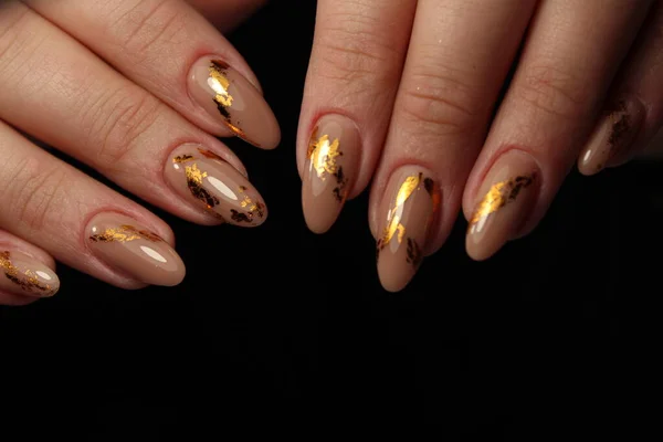 Stylowy Design Manicure Długich Pięknych Paznokciach — Zdjęcie stockowe