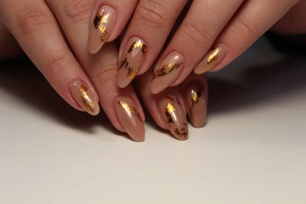 Stylowy Design Manicure Długich Pięknych Paznokciach — Zdjęcie stockowe