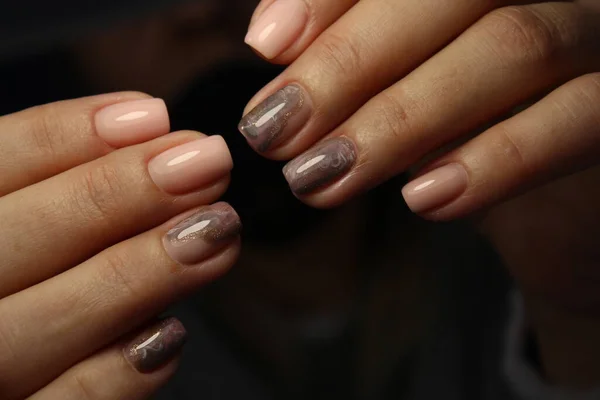 Stijlvol Ontwerp Van Manicure Lange Mooie Nagels — Stockfoto