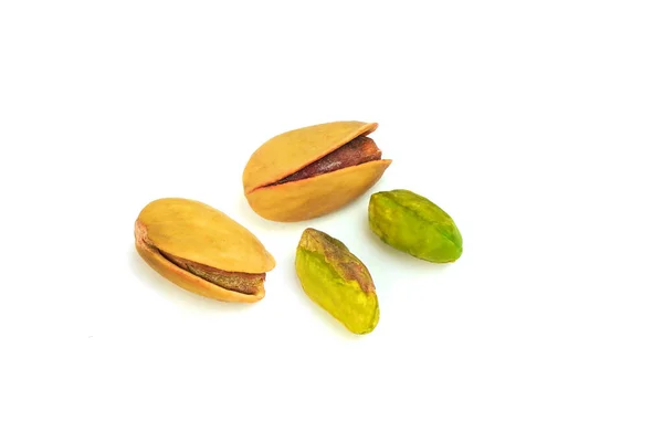 Pistacchi Antep Nuts Turchi Isolati Fondo Bianco Macro Sparato — Foto Stock