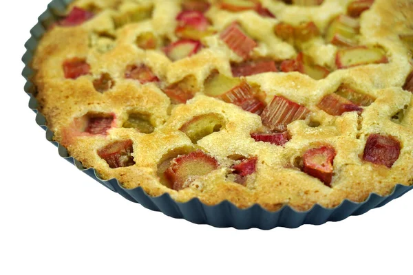 Tarte Rhubarbe Sur Fond Blanc — Photo