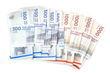 Danimarka kronu banknotları. DKK (Danimarka para birimi )