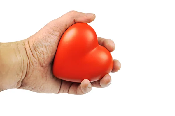 Red Heart Shape Hand White Background Conceptual Image — Stock Photo, Image