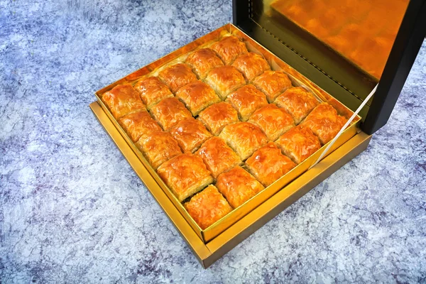 Tradicional Delicioso Baklava Turco Con Nueces Pistacho Verde — Foto de Stock