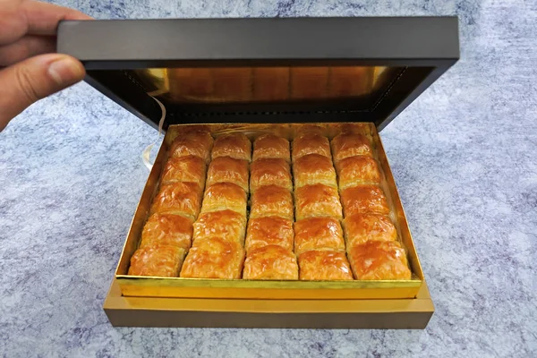 Baklava Turca Tradizionale Deliziosa Con Pistacchi Verdi — Foto Stock