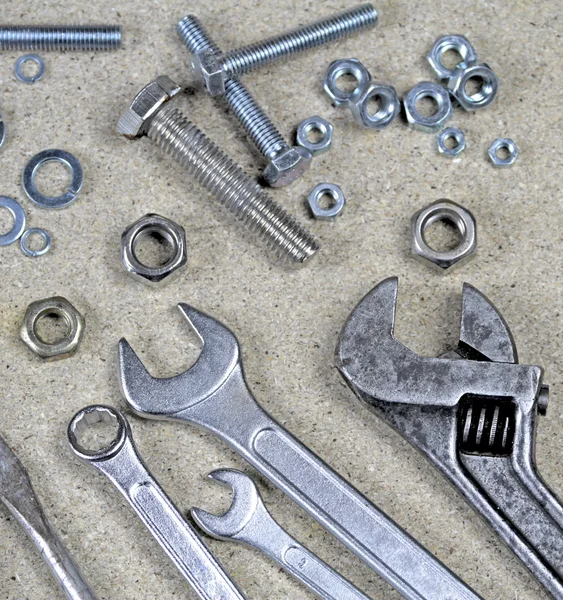 Schraubenschlüssel, Affenschlüssel und diverse — Stockfoto