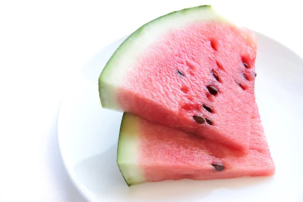 Vattenmelon skivor i vit bakrund — Stockfoto