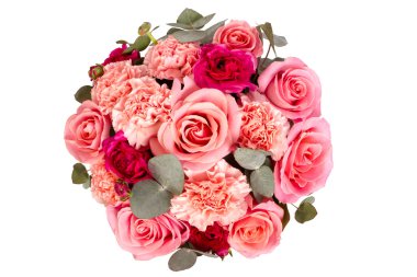 Parlak çiçek buketi aranjman beyaz arka plan üzerinde