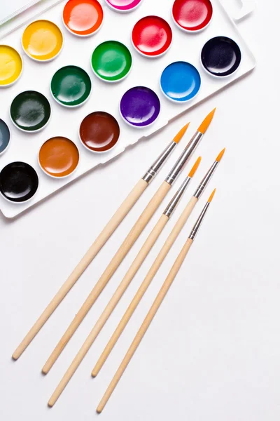 Watercolor paints on a white background — Stock Photo, Image